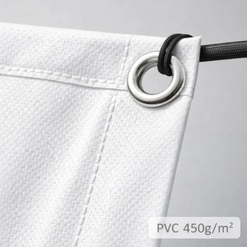 Zoom texture banderole 450g personnalisable en PVC avec œillet renforcé pour usage extérieur