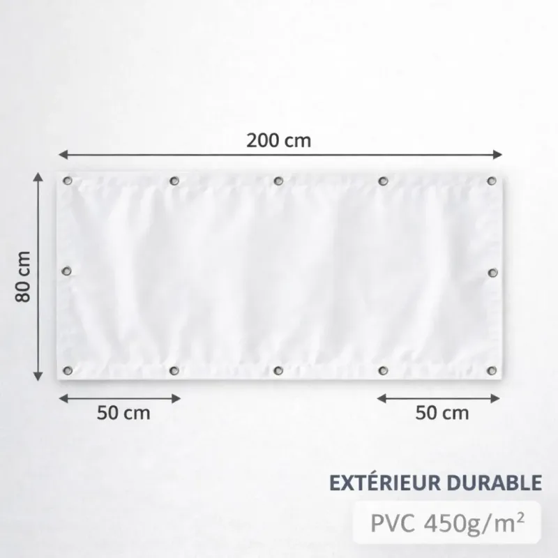 Dimensions banderole 450g personnalisable usage extérieur durable avec œillets tous les 50 cm