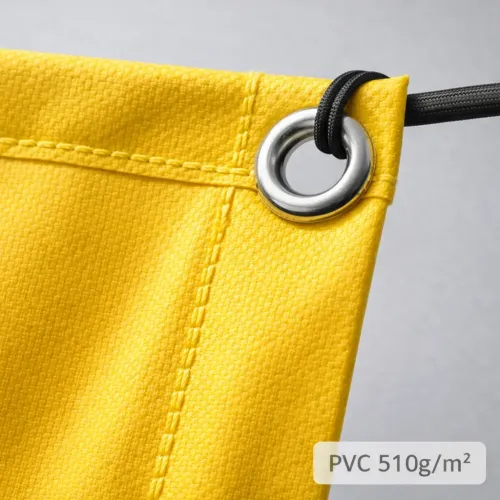 Zoom texture banderole 510g personnalisable en PVC haute résistance avec œillet renforcé